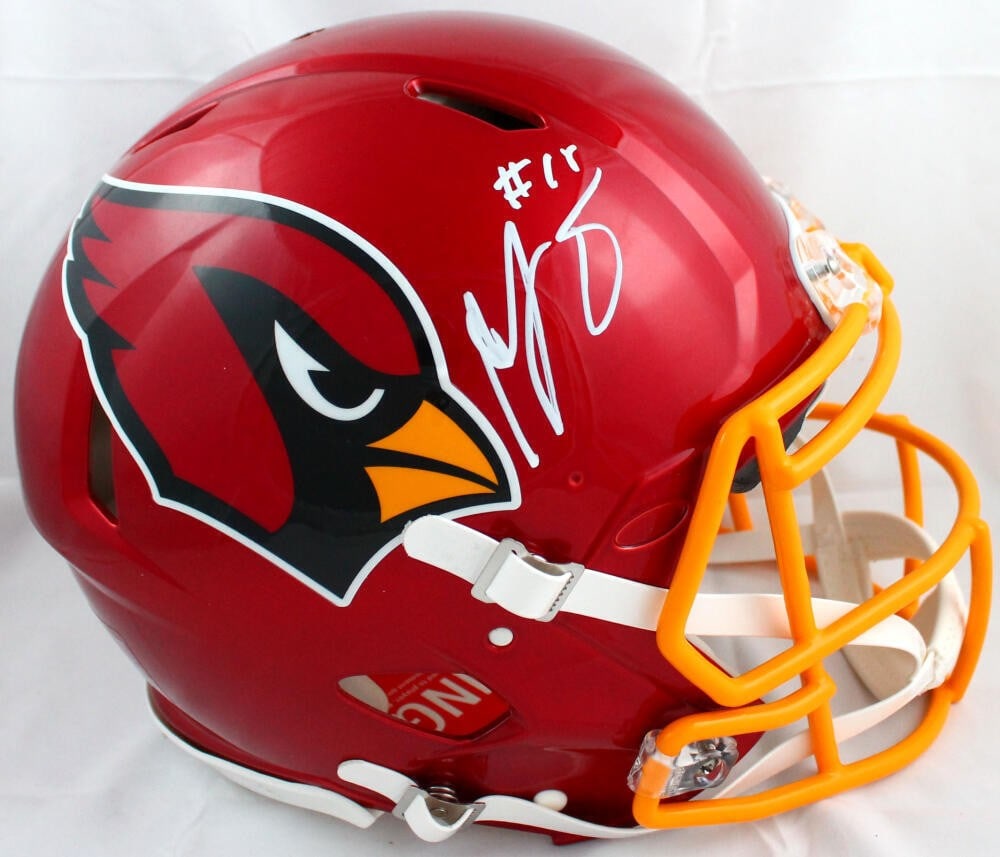 AJ Green Signed Arizona Cardinals Speed Helmet Beckett Authenticated: AJ Green Signed Arizona Cardinals Speed Helmet Beckett Authenticated This authentic Arizona Cardinals Flash Speed full-size helmet is signed by AJ Green, making it a must-have for any fan or collector