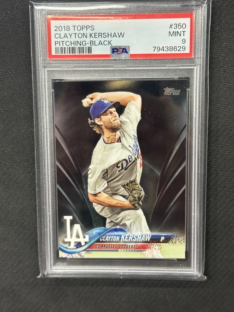Clayton Kershaw 2018 Topps Black PSA 9 Baseball Card #350 Dodgers: Clayton Kershaw 2018 Topps Black PSA 9 Baseball Card #350 Dodgers This 2018 Topps Black baseball card features Clayton Kershaw, a star pitcher for the Los Angeles Dodgers. Graded by Professional Sport