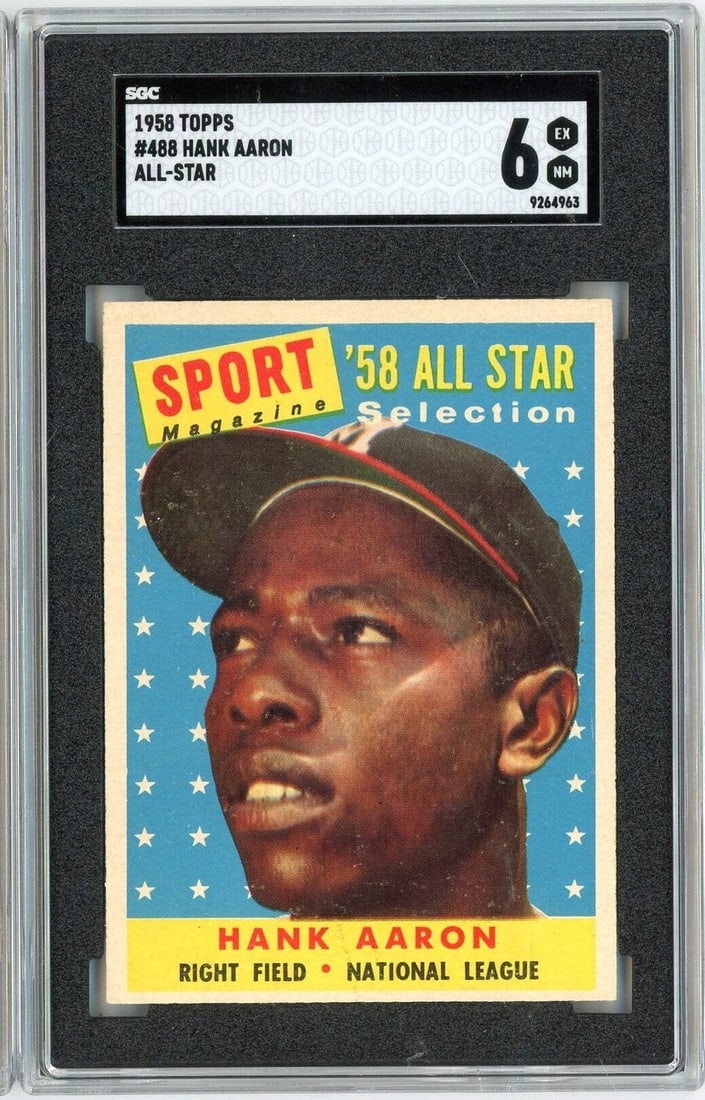 Hank Aaron 1958 Topps All Star SGC 6 Baseball Card #488 (1 of 2)