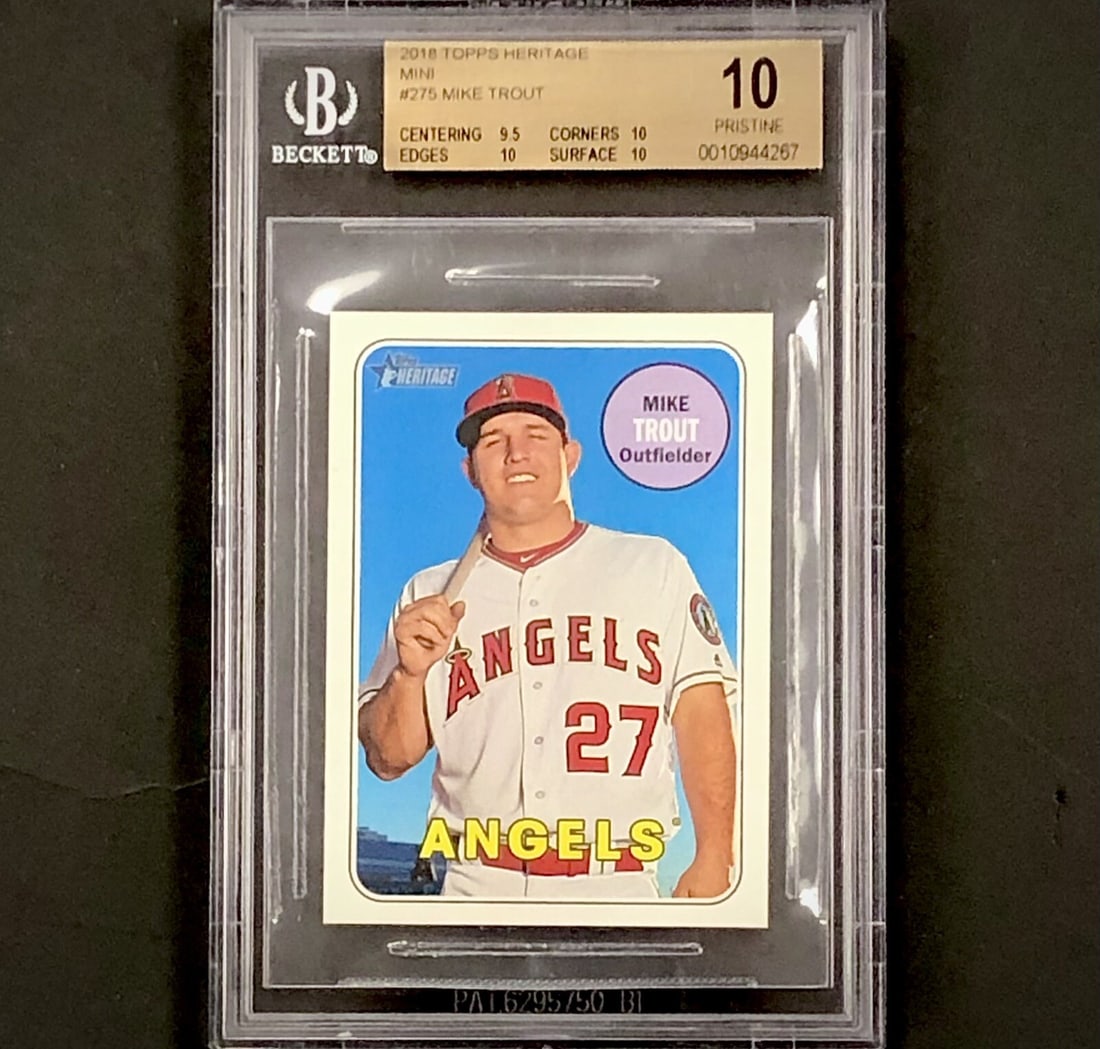 Mike Trout Mini Serial Numbered Baseball Card BGS 10 2018 Heritage #275 (1 of 3)