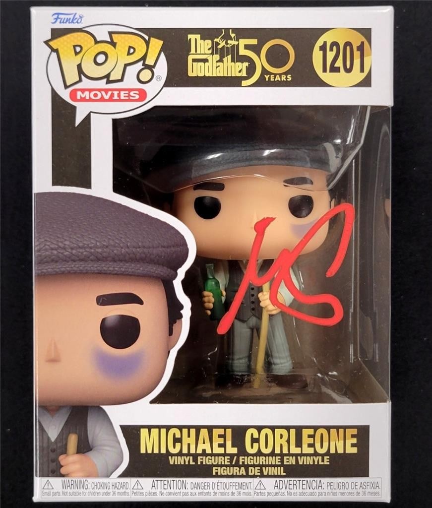 Al Pacino Signed Funko Pop Michael Corleone The Godfather Beckett Authenticated: Al Pacino Signed Funko Pop Michael Corleone The Godfather Beckett Authenticated This Funko Pop figure features Michael Corleone, a character from the iconic movie The Godfather, and is signed by the l