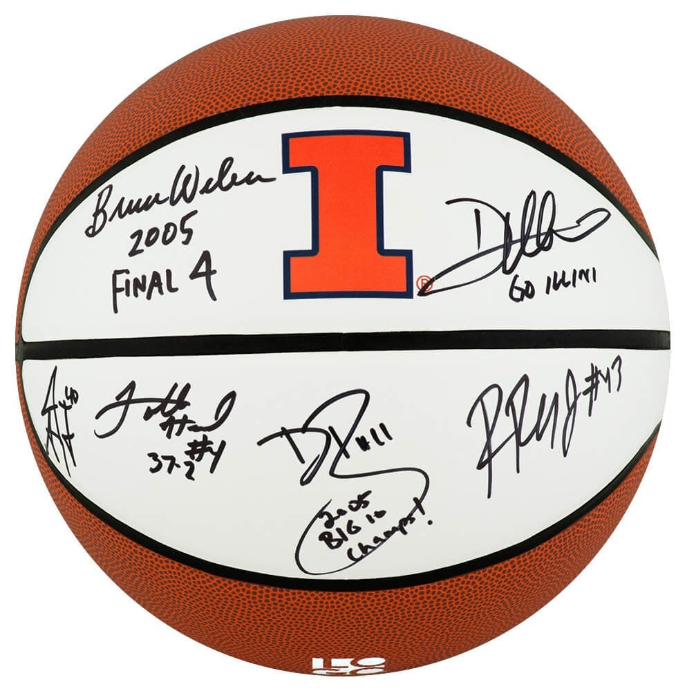 Illinois Fighting Illini Basketball Signed by 2005 Team with 6 Signatures and 4 Inscriptions: Illinois Fighting Illini Basketball Signed by 2005 Team with 6 Signatures and 4 Inscriptions This 2005 Illinois Fighting Illini team basketball features six signatures, including the five main starter