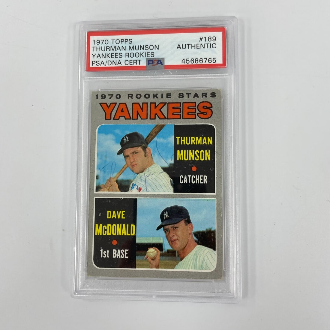 Rare 1970 Topps Thurman Munson Signed Rookie Card PSA DNA Certified: Rare 1970 Topps Thurman Munson Signed Rookie Card PSA DNA Certified This is a rare 1970 Topps Thurman Munson Signed Rookie card, graded as Authentic by the Professional Sports Authenticator (PSA). It 