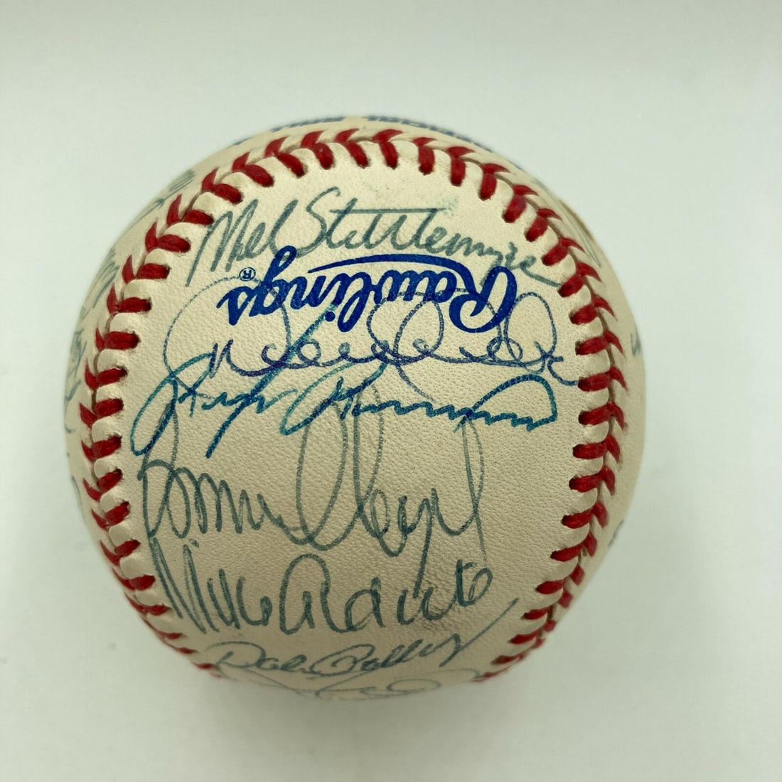 1996 Yankees World Series Team Ball Signed by Derek Jeter PSA DNA Authenticated: 1996 Yankees World Series Team Ball Signed by Derek Jeter PSA DNA Authenticated This is an original 1996 New York Yankees ALCS baseball, featuring 30 team signatures including Derek Jeter. The ball co
