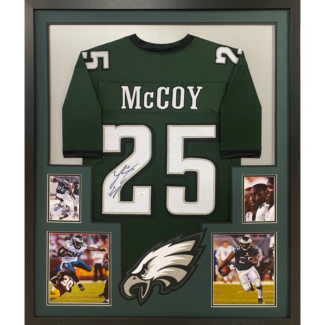 LeSean McCoy JSA Authenticated Framed Jersey Philadelphia Eagles: LeSean McCoy JSA Authenticated Framed Jersey Philadelphia Eagles Celebrate LeSean McCoy's legacy with this autographed, framed Philadelphia Eagles jersey. Authenticated by JSA, a leader in sports memo