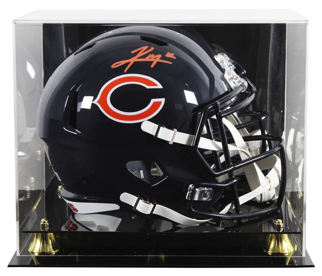 Kyle Monangai Chicago Bears full size speed replica helmet with display case BAS witnessed: Kyle Monangai Chicago Bears full size speed replica helmet with display case BAS witnessed This full size Speed replica helmet features the signature of Kyle Monangai of the Chicago Bears. The helmet 