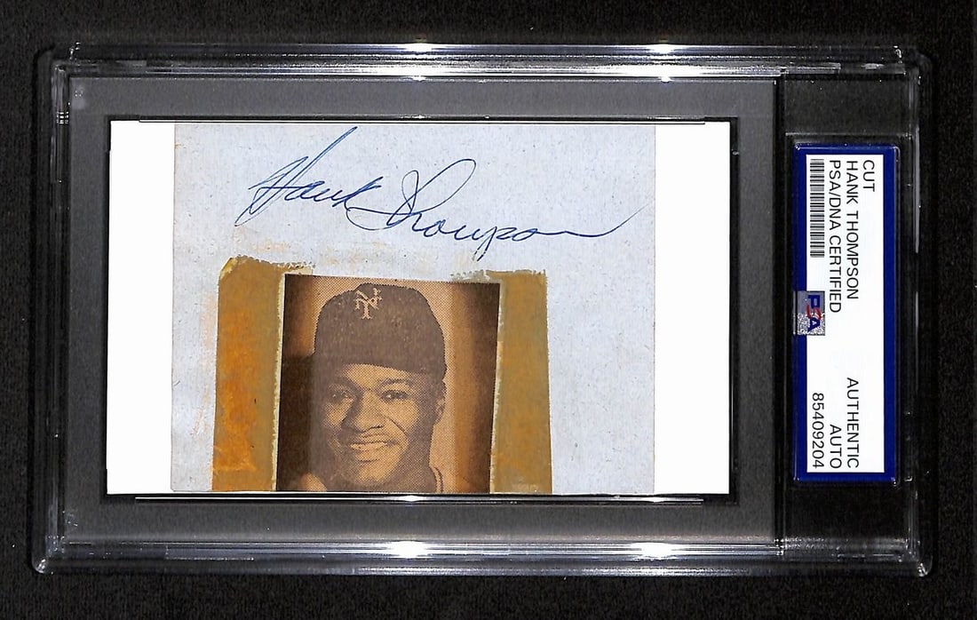 Hank Thompson Autographed Cut 3x5 Index Card New York Giants PSA/DNA: Hank Thompson Autographed Cut 3x5 Index Card New York Giants PSA/DNA This offering features a Hank Thompson signed/autographed cut on a 3x5 index card, showcasing the baseball legend associated with t