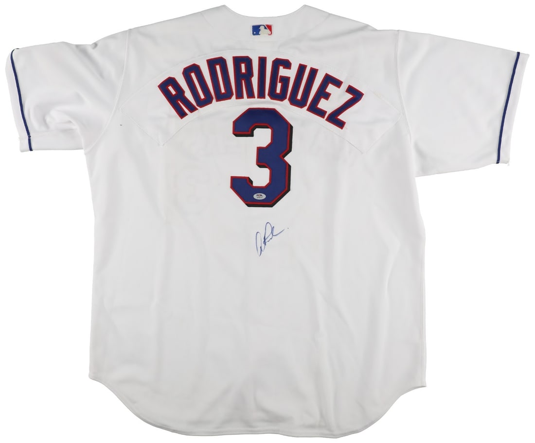 Alex Rodriguez Texas Rangers Signed Game Jersey PSA DNA: Alex Rodriguez Texas Rangers Signed Game Jersey PSA DNA This is an original signed jersey from baseball star Alex Rodriguez, featuring the Texas Rangers team. The jersey is a Rawlings Game Model Home 