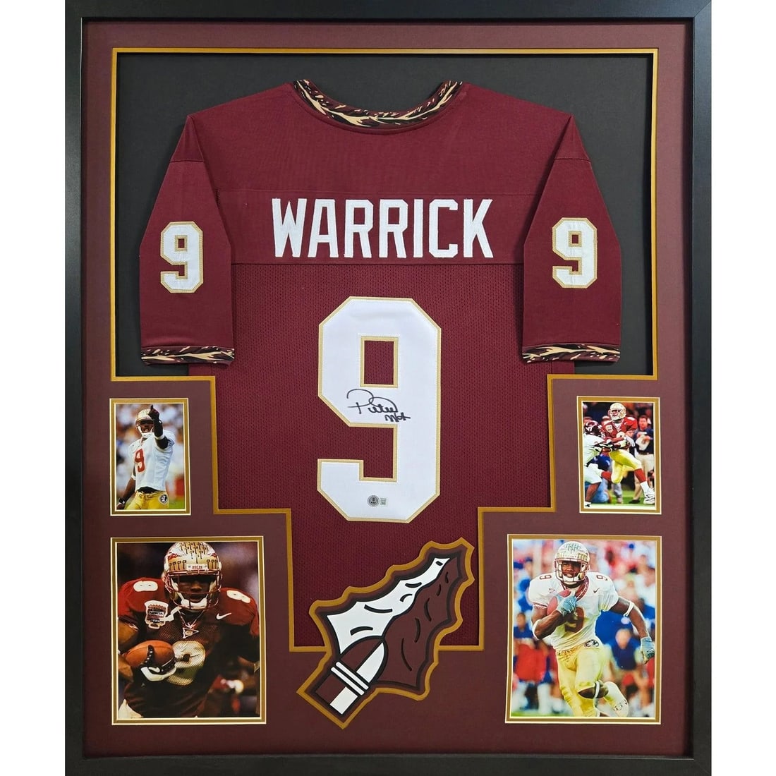 Framed Peter Warrick Autographed Florida State Jersey Beckett Authenticated (1 of 2)