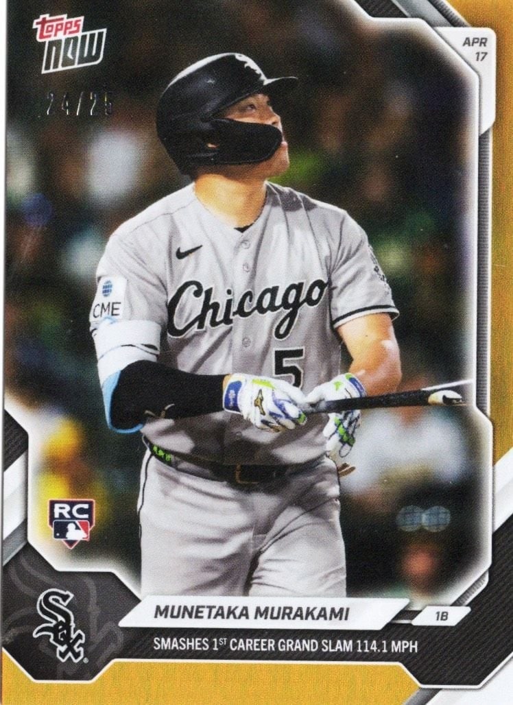 Munetaka Murakami Orange Foil Rookie Card 94 Topps Now /25: Munetaka Murakami Orange Foil Rookie Card 94 Topps Now /25 This is a 2026 Topps Now Munetaka Murakami #94 Orange Foil /25 rookie baseball card. Featuring Munetaka Murakami of the Chicago White Sox, th