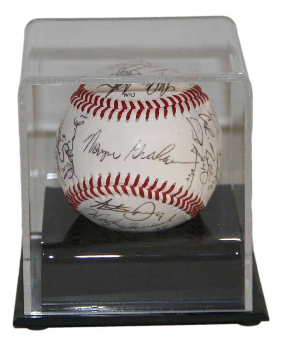2003 Rice Owls Autographed Baseball 27 Signatures with Display Case: 2003 Rice Owls Autographed Baseball 27 Signatures with Display Case Celebrate the Rice Owls' triumph with this autographed baseball commemorating their 2003 College World Series Championship. Featurin