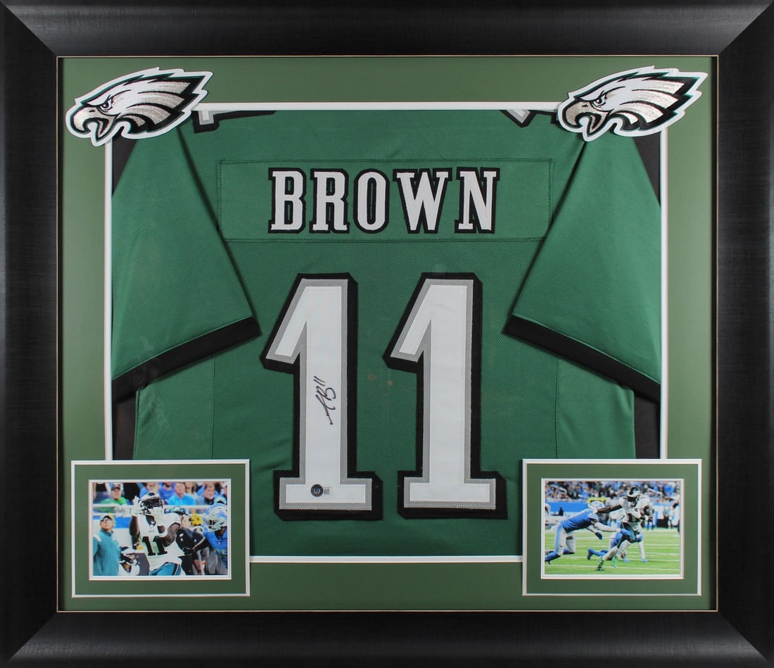 A.J. Brown Signed Philadelphia Eagles Green Framed Jersey Beckett Authenticated (1 of 2)