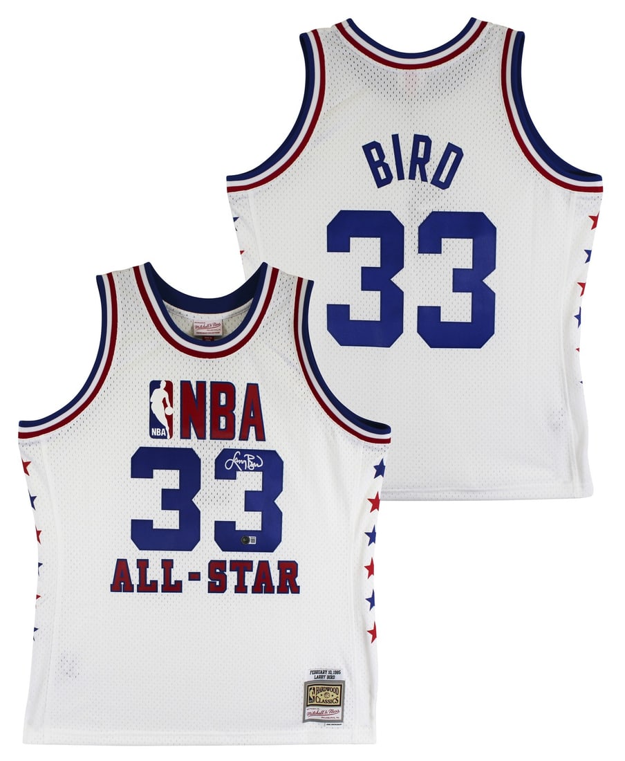 Larry Bird Signed 1986 White Celtics All-Star Jersey BAS Authenticated: Larry Bird Signed 1986 White Celtics All-Star Jersey BAS Authenticated This is an original autographed 1986 White Mitchell & Ness All-Star Game Swingman Jersey personally signed by Larry Bird, the leg