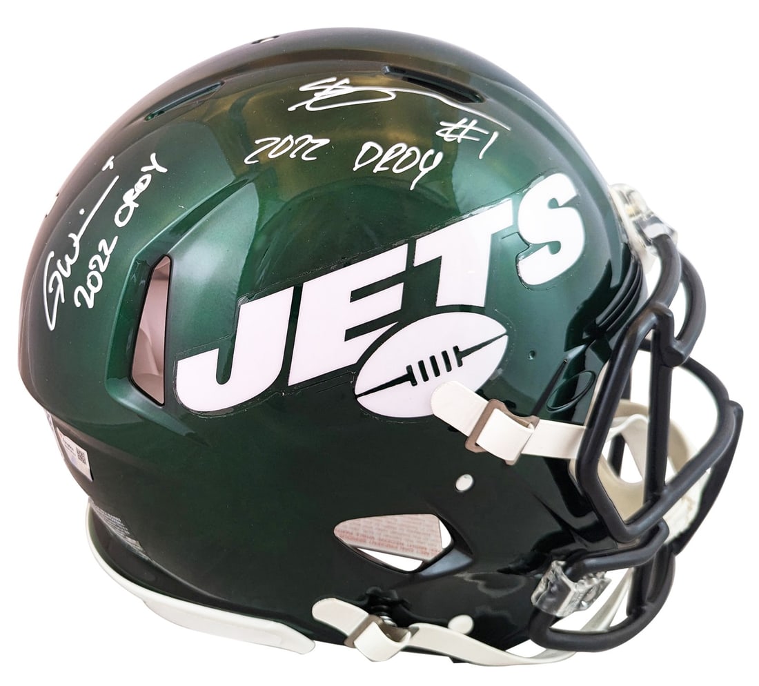 Garrett Wilson Ahmad Sauce Gardner Signed Jets Proline Helmet BAS Authenticated (1 of 3)