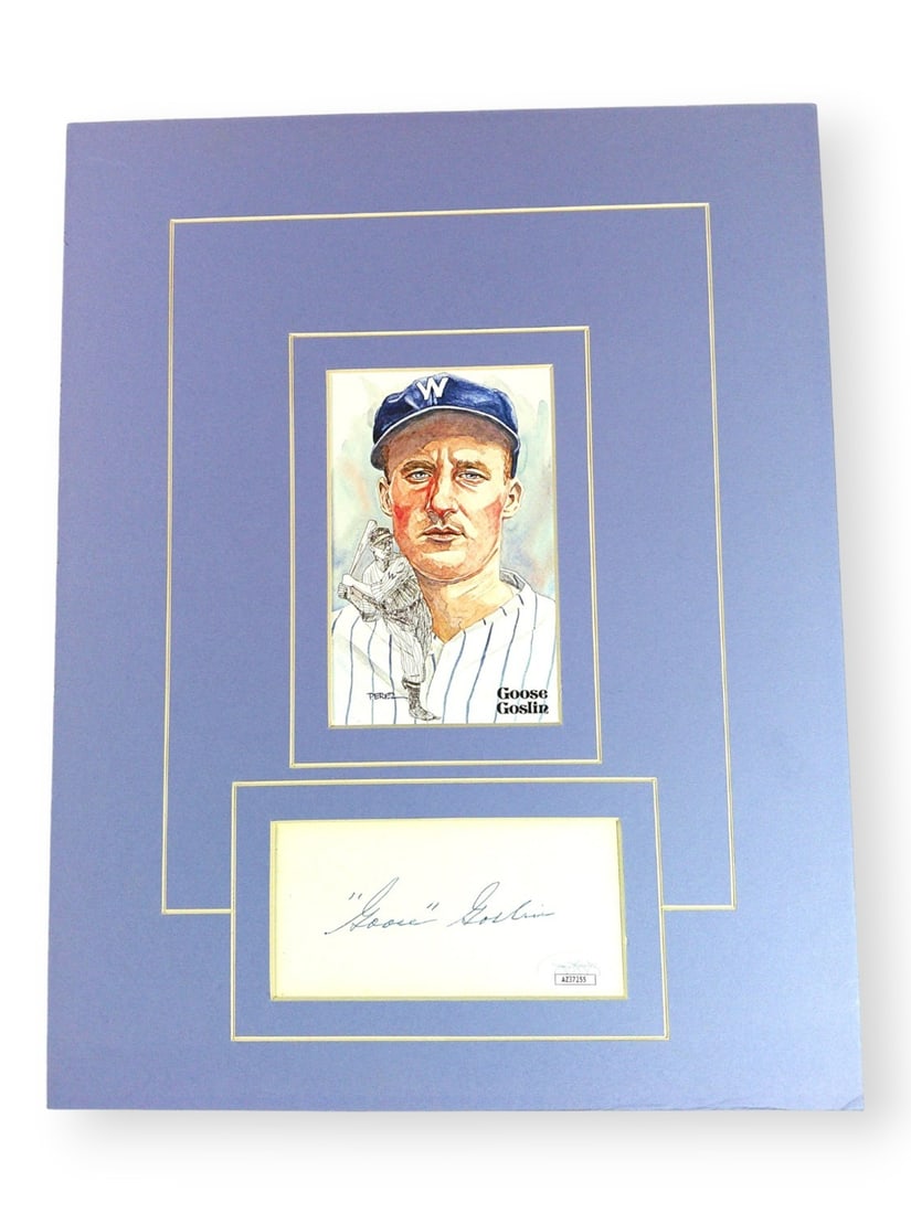 Matted 11X14 Goose Goslin Signed Index Card With Postcard JSA Authenticated (1 of 3)