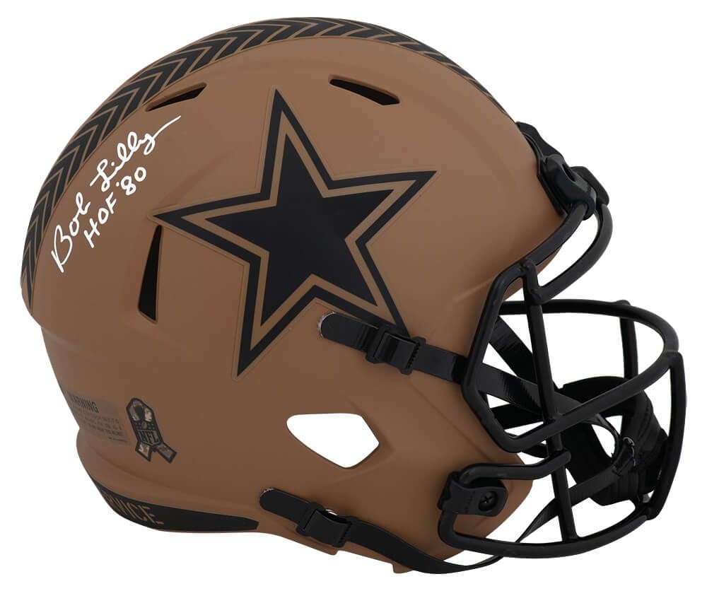 Bob Lilly Signed Cowboys Salute to Service 2023 Helmet HOF 80 COA (1 of 1)