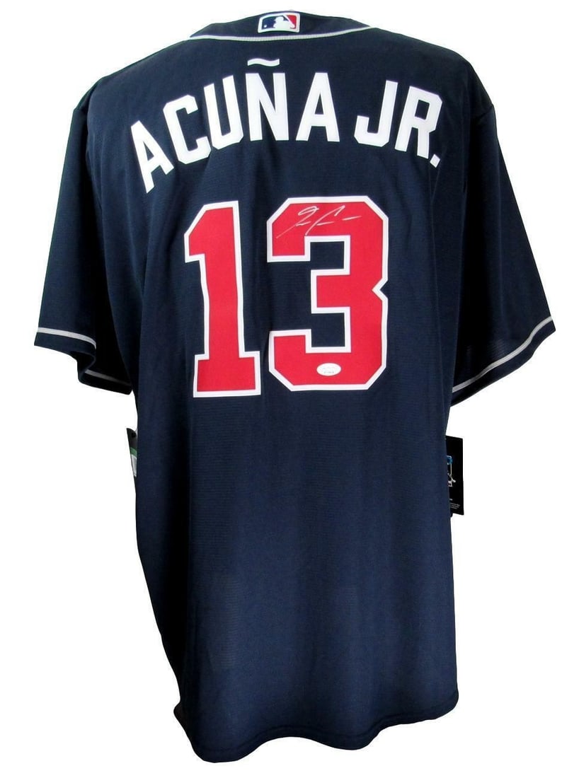 Ronald Acuna Jr. Signed Atlanta Braves Black Jersey JSA Authenticated: Ronald Acuna Jr. Signed Atlanta Braves Black Jersey JSA Authenticated This is a Ronald Acuna Jr. signed Atlanta Braves Black Baseball Jersey in size XL, perfect for any fan or collector. The jersey is