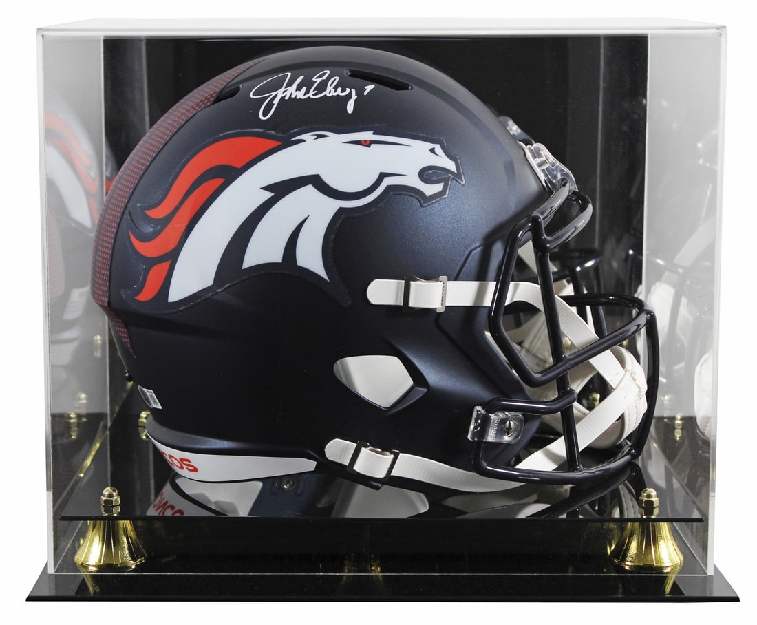 John Elway Autographed Denver Broncos Full Size Replica Helmet With Display Case BAS (1 of 4)