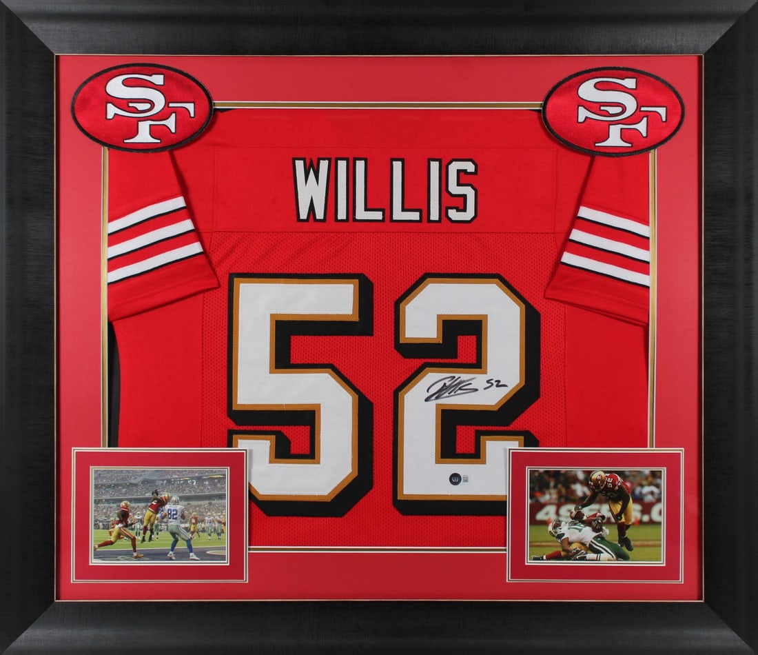 Framed Patrick Willis Signed Red Jersey Beckett Witnessed San Francisco 49ers: Framed Patrick Willis Signed Red Jersey Beckett Witnessed San Francisco 49ers This professionally framed red Pro Style jersey features an authentic signature from Patrick Willis of the San Francisco 4