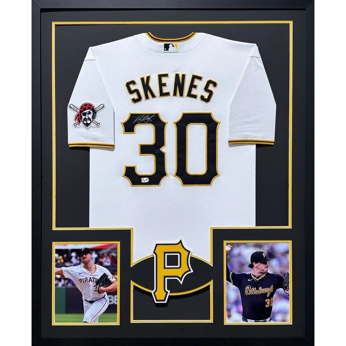Framed Paul Skenes Autographed Jersey with MLB COA and Pittsburgh Pirates Patch (1 of 2)