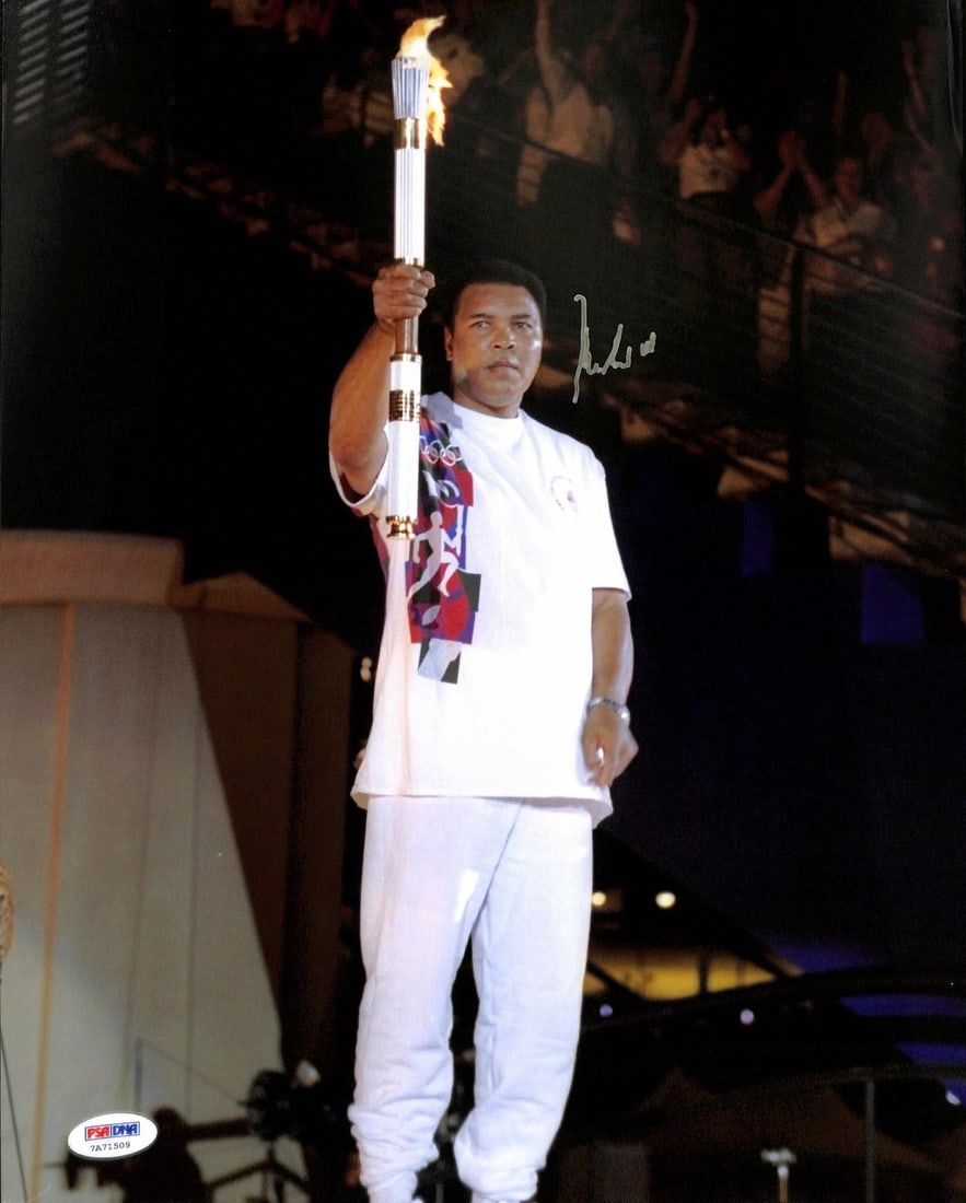 Signed Muhammad Ali 11x14 Photo Olympic Torch PSA DNA LOA (1 of 1)