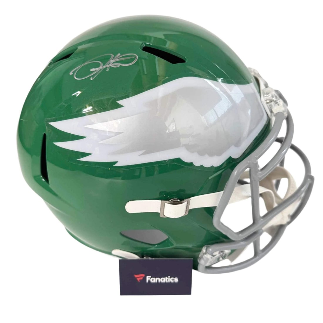 Jalen Hurts Autographed Full Size Football Helmet Philadelphia Eagles Fanatics COA: Jalen Hurts Autographed Full Size Football Helmet Philadelphia Eagles Fanatics COA This full-size football helmet is autographed by Jalen Hurts, the standout quarterback for the Philadelphia Eagles. I