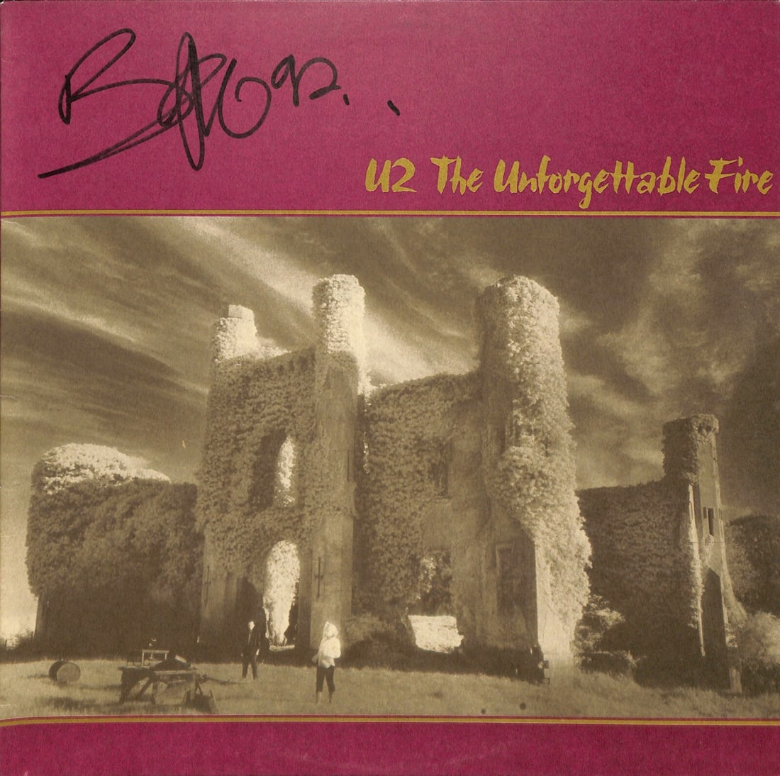 Bono U2 Autographed Album Cover The Unforgettable Fire Beckett LOA (1 of 1)