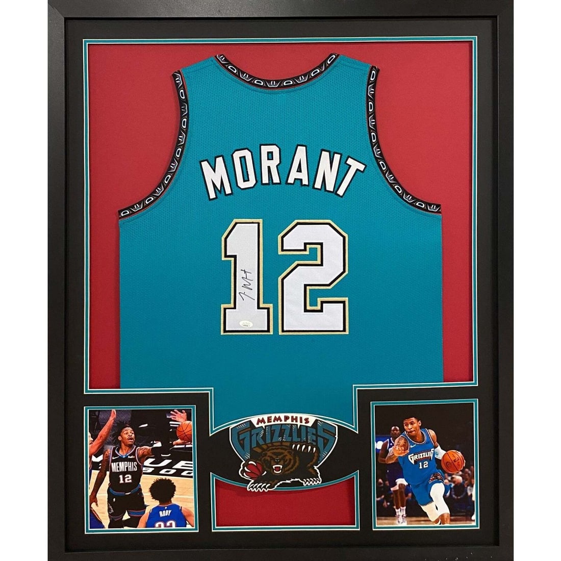 Ja Morant Signed Framed Jersey JSA Authenticated Memphis Grizzlies 42x34: Ja Morant Signed Framed Jersey JSA Authenticated Memphis Grizzlies 42x34 This impressive framed jersey features an authentic autograph from Ja Morant, a standout player for the Memphis Grizzlies. The 