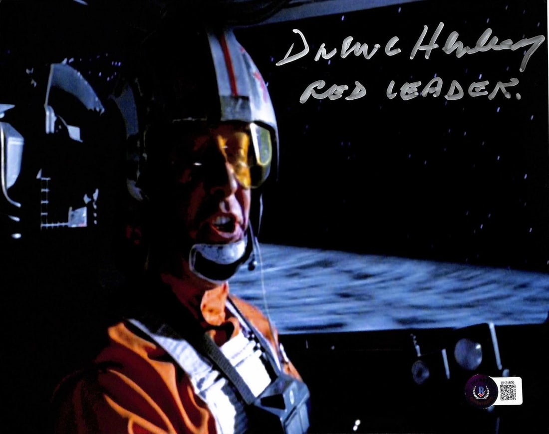 Beckett Authenticated Drewe Henley Red Leader 8x10 Star Wars Photo: Beckett Authenticated Drewe Henley Red Leader 8x10 Star Wars Photo This 8x10 photograph from Star Wars: A New Hope features a hand-signed autograph by Drewe Henley, who portrayed Red Leader in the fil