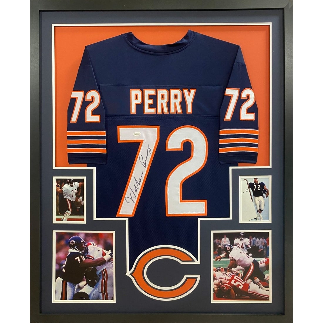 William Fridge Perry Signed Jersey Framed JSA Authenticated Chicago Bears: William Fridge Perry Signed Jersey Framed JSA Authenticated Chicago Bears Celebrate the legacy of William "Fridge" Perry with this stunning framed autographed jersey from the Chicago Bears. This uniqu
