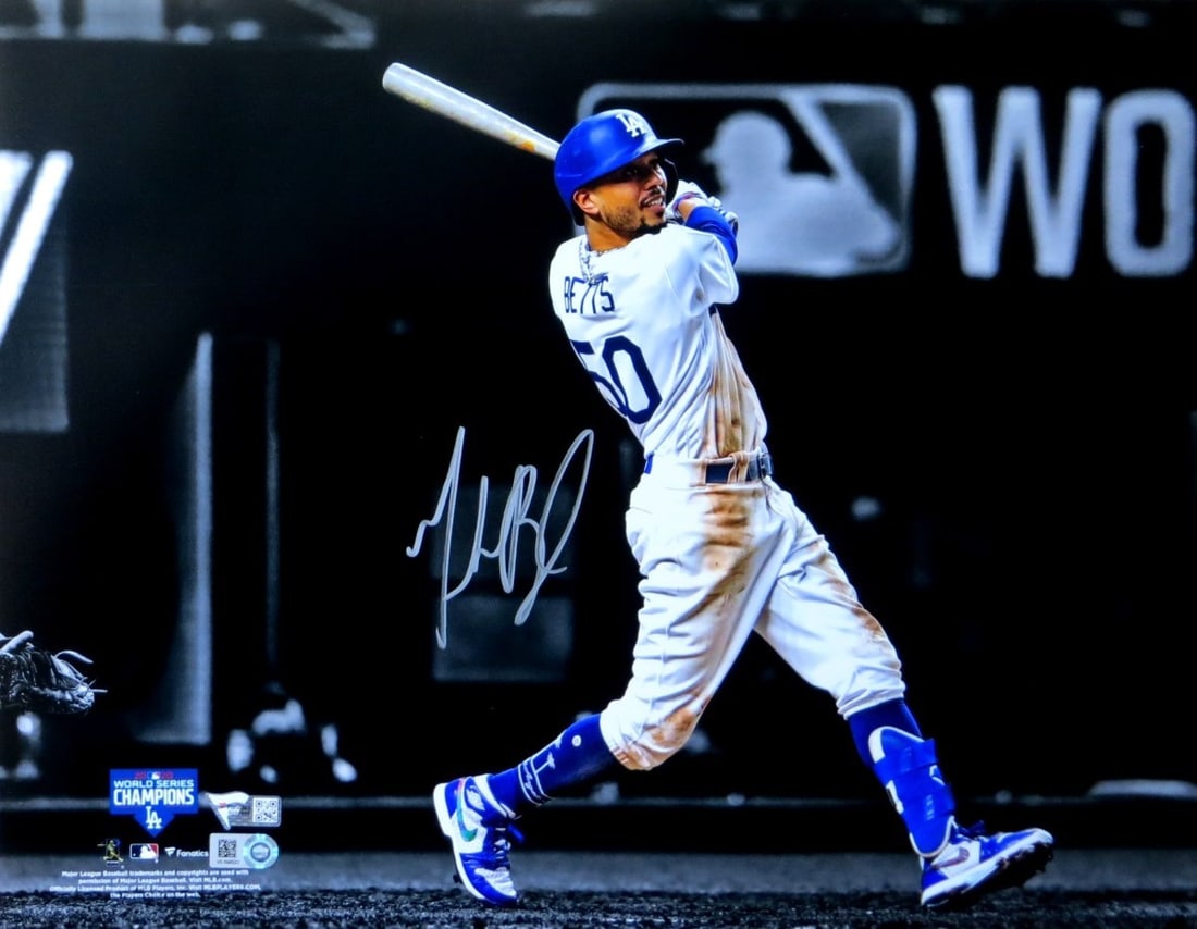 Mookie Betts 11x14 Autographed Dodgers World Series Photo Fanatics: Mookie Betts 11x14 Autographed Dodgers World Series Photo Fanatics This is an original 11x14 photo autographed by Mookie Betts, commemorating the 2020 World Series with the Los Angeles Dodgers. The au