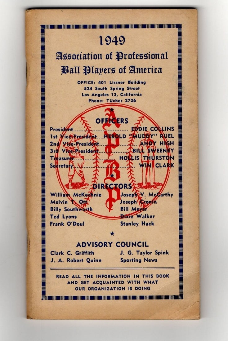 Jackie Robinson 1949 Baseball Handbook JSA Authenticated: Jackie Robinson 1949 Baseball Handbook JSA Authenticated This is an original 1949 Handbook of Professional Baseball Players featuring the legendary Jackie Robinson. The handbook is associated with the