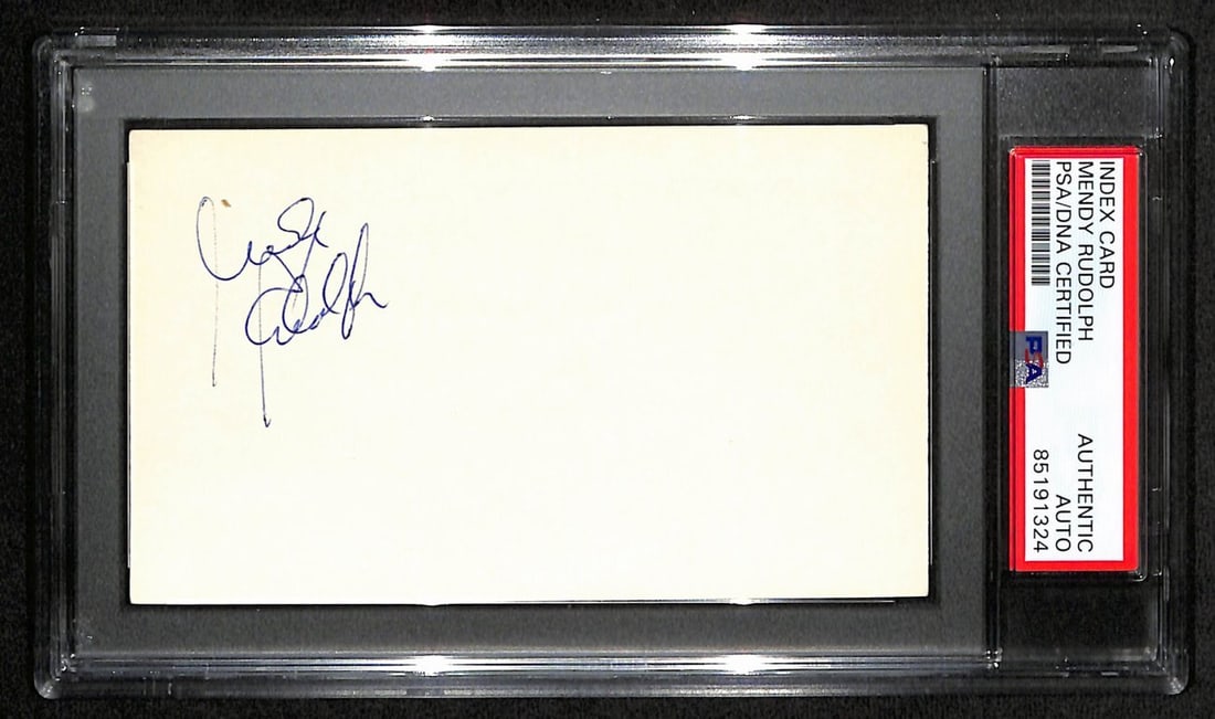Mendy Rudolph HOF Signed 3x5 Basketball Referee Index Card PSA/DNA (1 of 2)