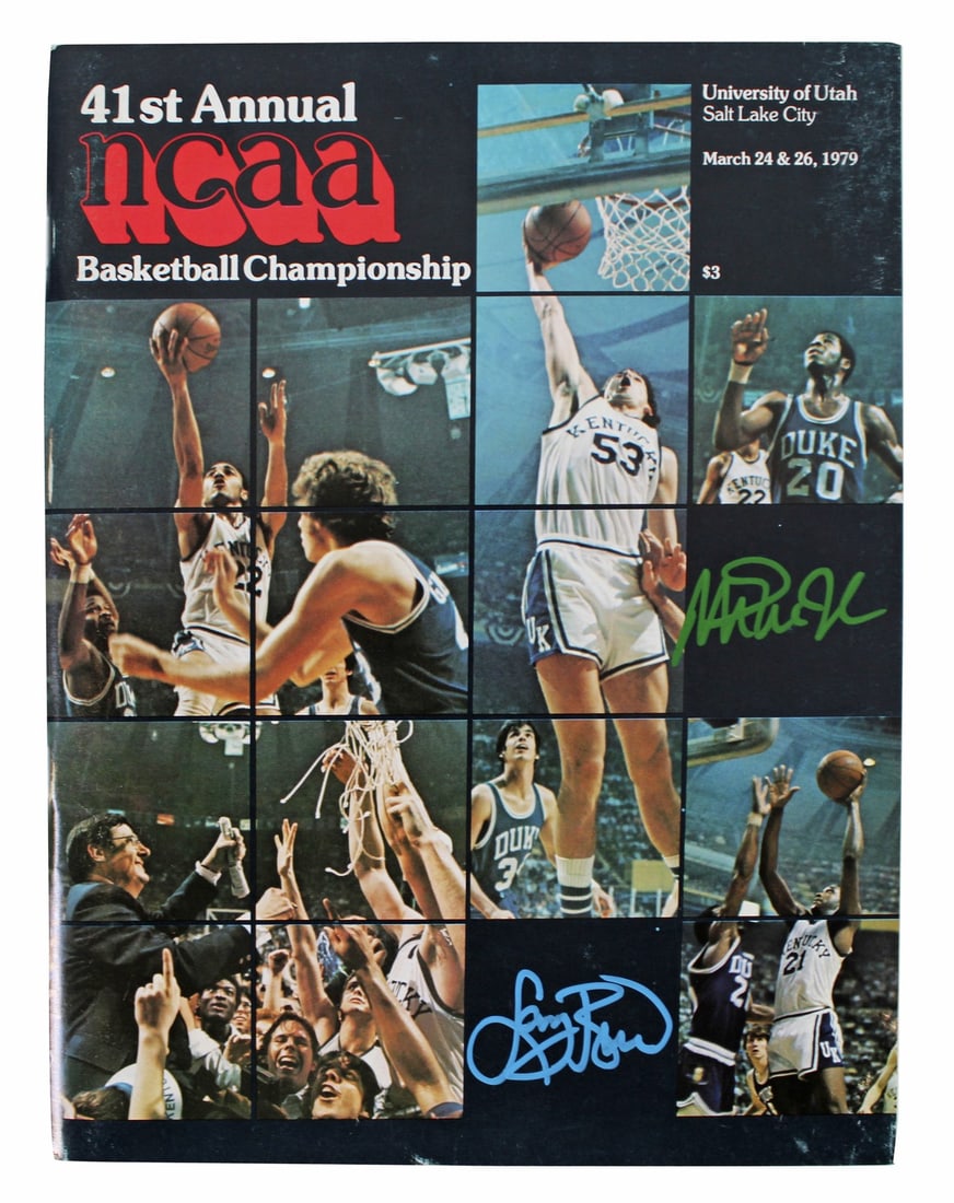 1979 NCAA Tournament Program Signed by Magic Johnson and Larry Bird BAS Witnessed (1 of 5)