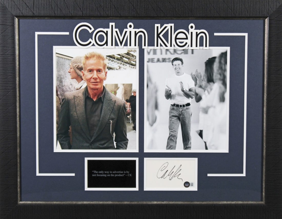 Framed Calvin Klein signed 3x5 index card Beckett COA (1 of 3)