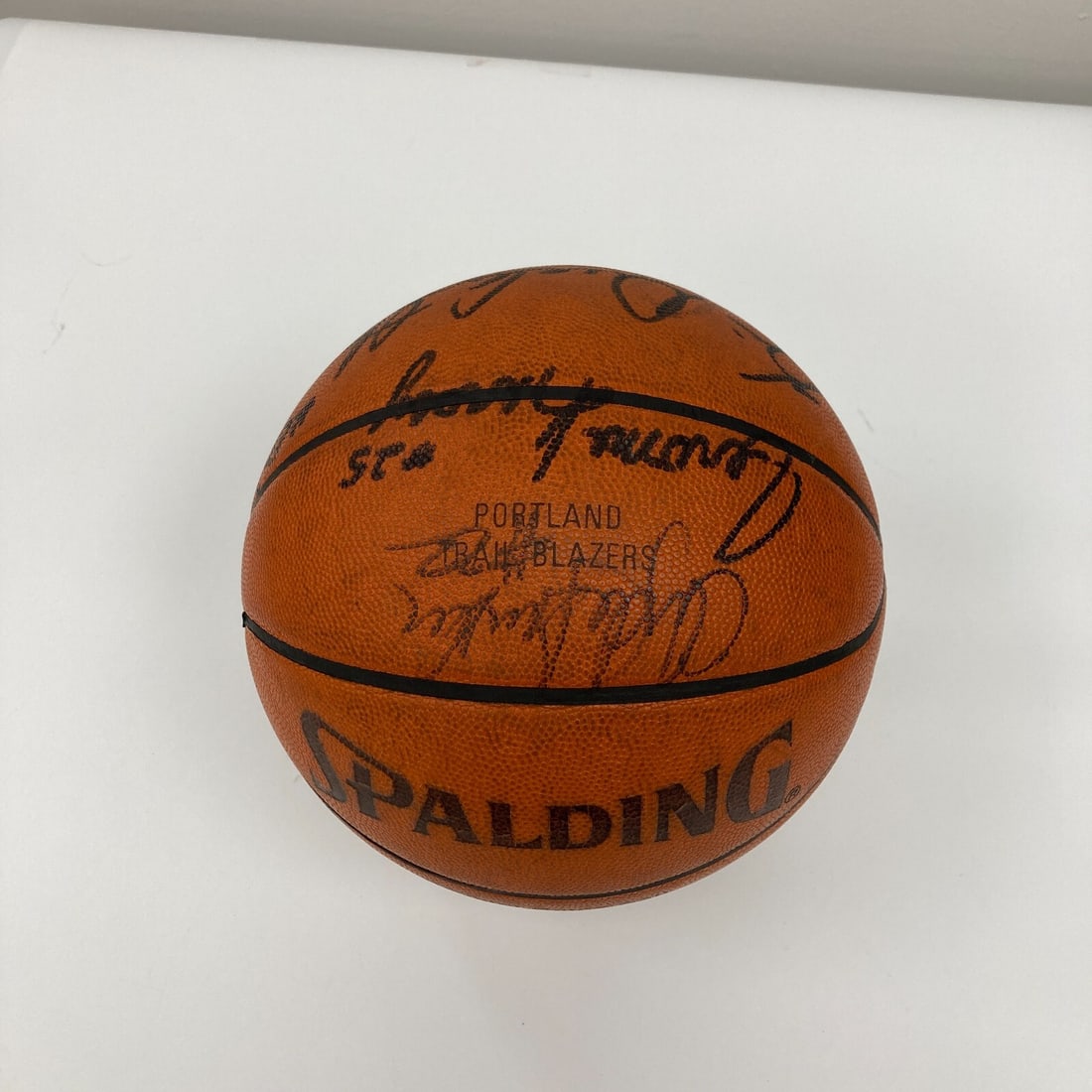 1992-93 Portland Trail Blazers Team Signed Basketball with Clyde Drexler: 1992-93 Portland Trail Blazers Team Signed Basketball with Clyde Drexler Own a piece of basketball history with this original 1992-93 Portland Trail Blazers team signed game-used basketball. This auth