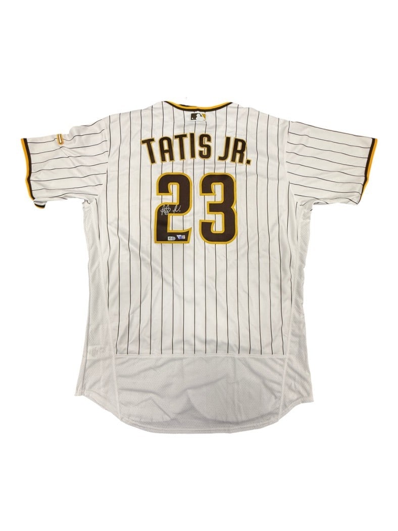 JSA authenticated Fernando Tatis Jr Padres home jersey signed: JSA authenticated Fernando Tatis Jr Padres home jersey signed This is a pre-owned San Diego Padres home authentic jersey autographed by Fernando Tatis Jr. The signature is authenticated by James Spenc