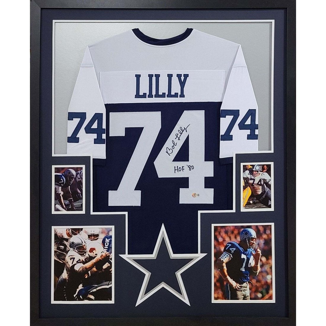 Bob Lilly Signed Framed Jersey Dallas Cowboys Beckett Authenticated 42x34 (1 of 2)