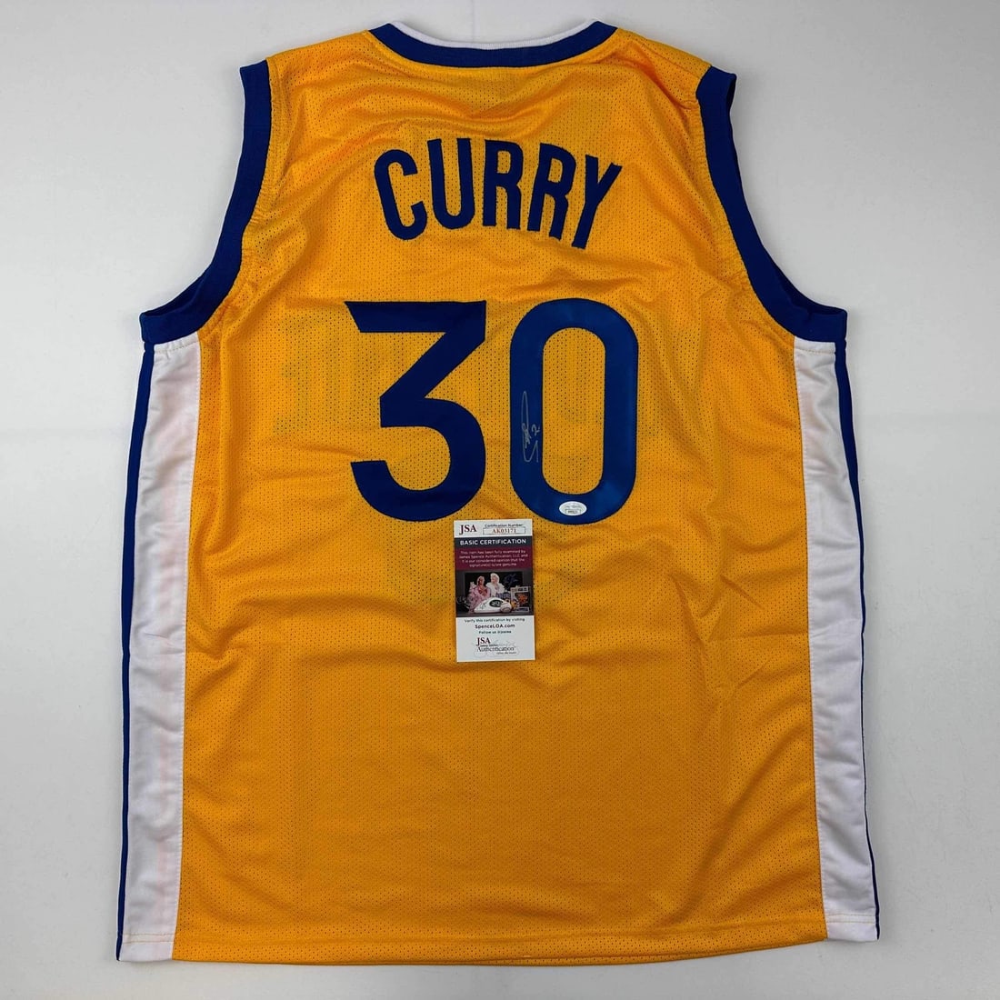 Stephen Curry Autographed Yellow Jersey Golden State Warriors JSA COA (1 of 4)
