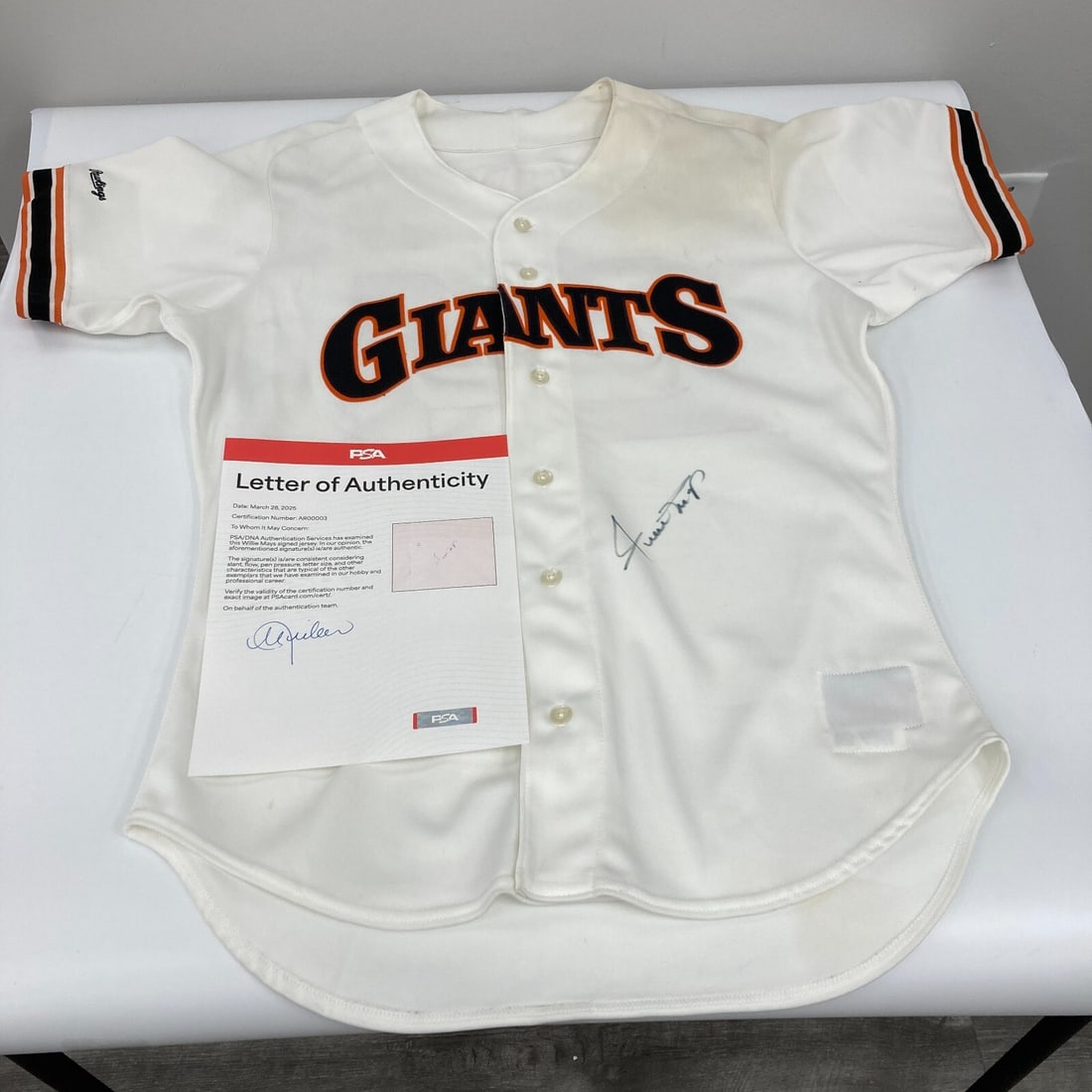 Willie Mays Signed San Francisco Giants Game Jersey PSA DNA COA (1 of 10)