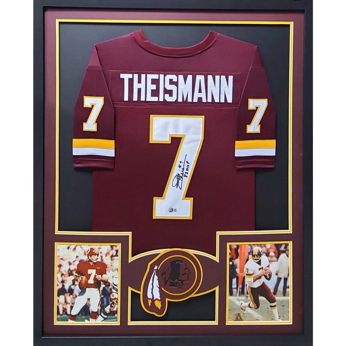 Joe Theismann Autographed Framed Jersey with Beckett Authentication (1 of 2)
