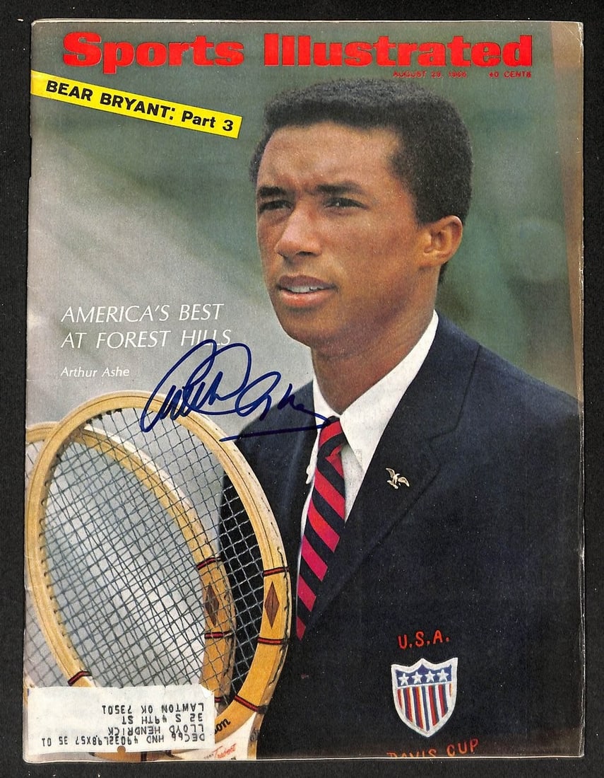 Sports Illustrated Magazine Signed by Arthur Ashe 8/29/1966 PSA/DNA Authenticated: Sports Illustrated Magazine Signed by Arthur Ashe 8/29/1966 PSA/DNA Authenticated This is an original Sports Illustrated magazine dated August 29, 1966, featuring tennis legend Arthur Ashe. The magazi