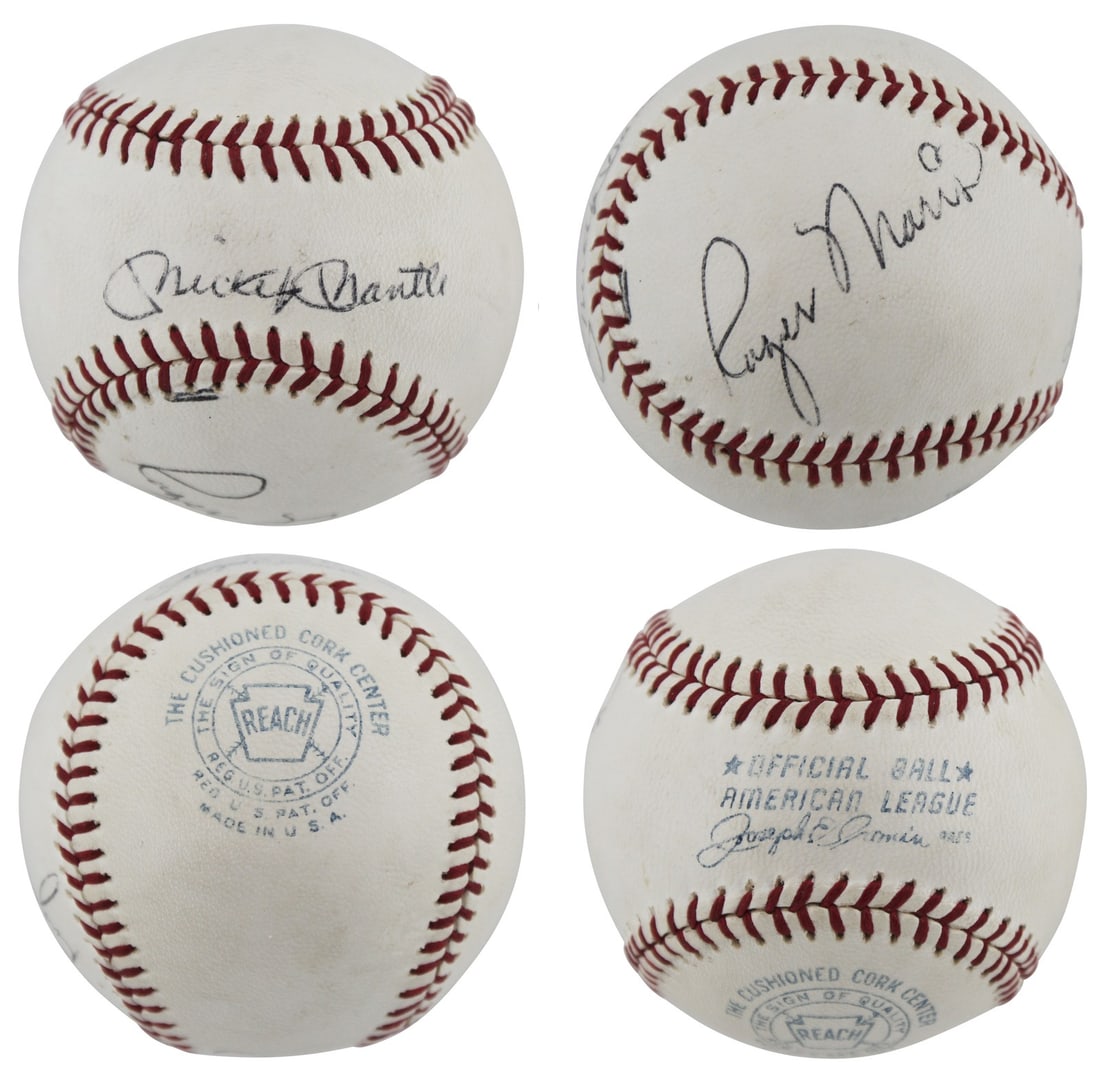 Signed OAL Baseball by Mickey Mantle and Roger Maris JSA Authenticated (1 of 8)