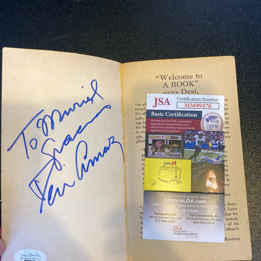 Signed I Love Lucy Book by Desi Arnaz Sr with JSA Authentication: Signed I Love Lucy Book by Desi Arnaz Sr with JSA Authentication This is a pre-owned book signed by Desi Arnaz Sr., known for his role in "I Love Lucy." The autograph has been authenticated by James S