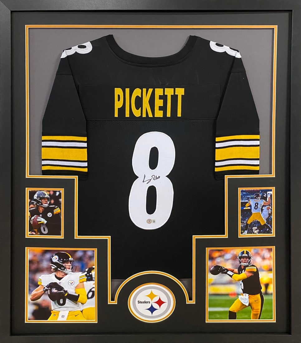 Kenny Pickett Signed Framed Jersey Pittsburgh Steelers Beckett Authenticated: Kenny Pickett Signed Framed Jersey Pittsburgh Steelers Beckett Authenticated Showcase your team spirit with this autographed Kenny Pickett framed jersey from the Pittsburgh Steelers. Authenticated by 