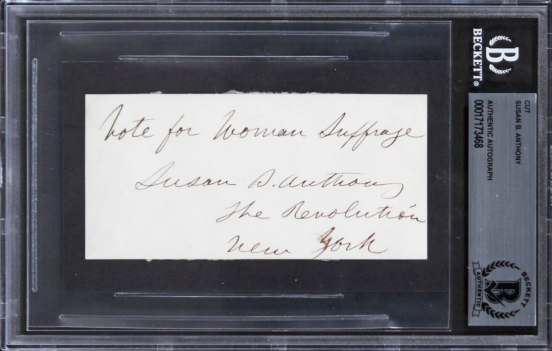 Beckett Slabbed Susan B Anthony signed suffrage cut 2.15x4.5 (1 of 2)