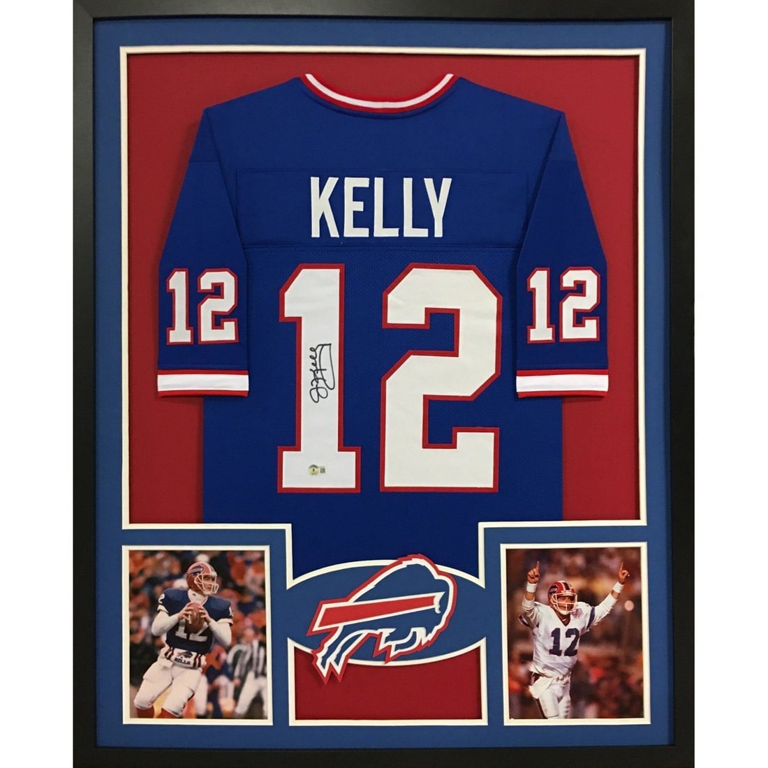 Jim Kelly Autographed Framed Jersey Buffalo Bills Beckett Certified: Jim Kelly Autographed Framed Jersey Buffalo Bills Beckett Certified This autographed Jim Kelly jersey is beautifully framed and authenticated by Beckett, a leader in sports memorabilia authentication.