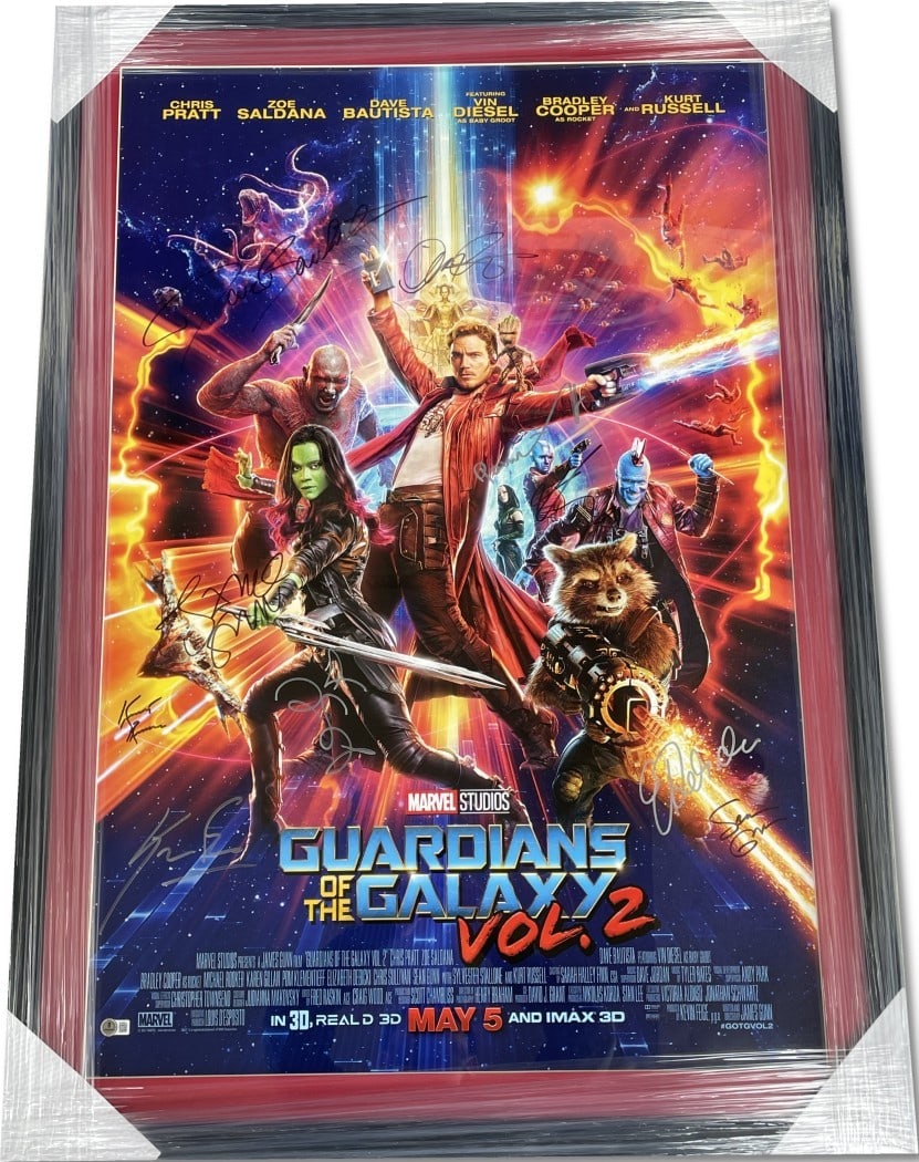 Guardians Of The Galaxy Vol. 2 Framed Autographed Poster Beckett Certified (1 of 6)