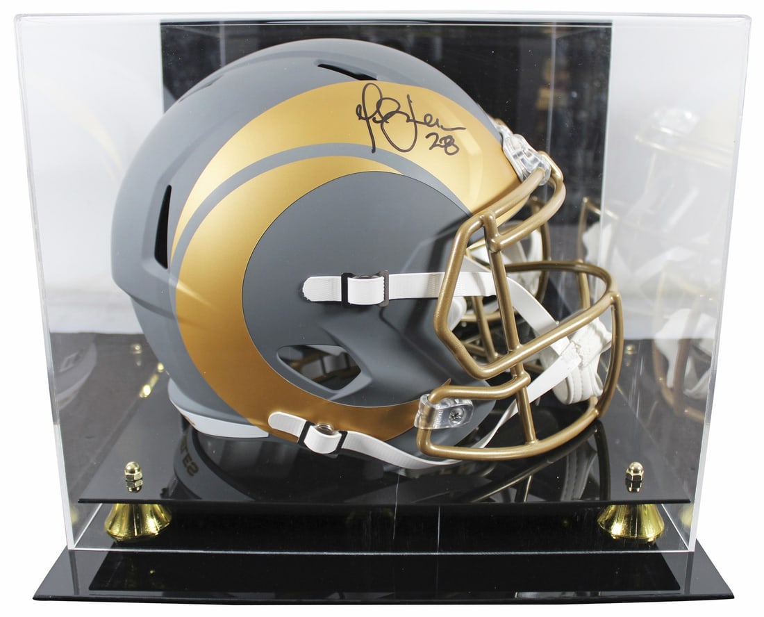 Marshall Faulk Signed St. Louis Rams Slate Helmet with Beckett Authentication: Marshall Faulk Signed St. Louis Rams Slate Helmet with Beckett Authentication This is an original, full-size Riddell Speed replica helmet signed by Marshall Faulk, a legendary player of the St. Louis 