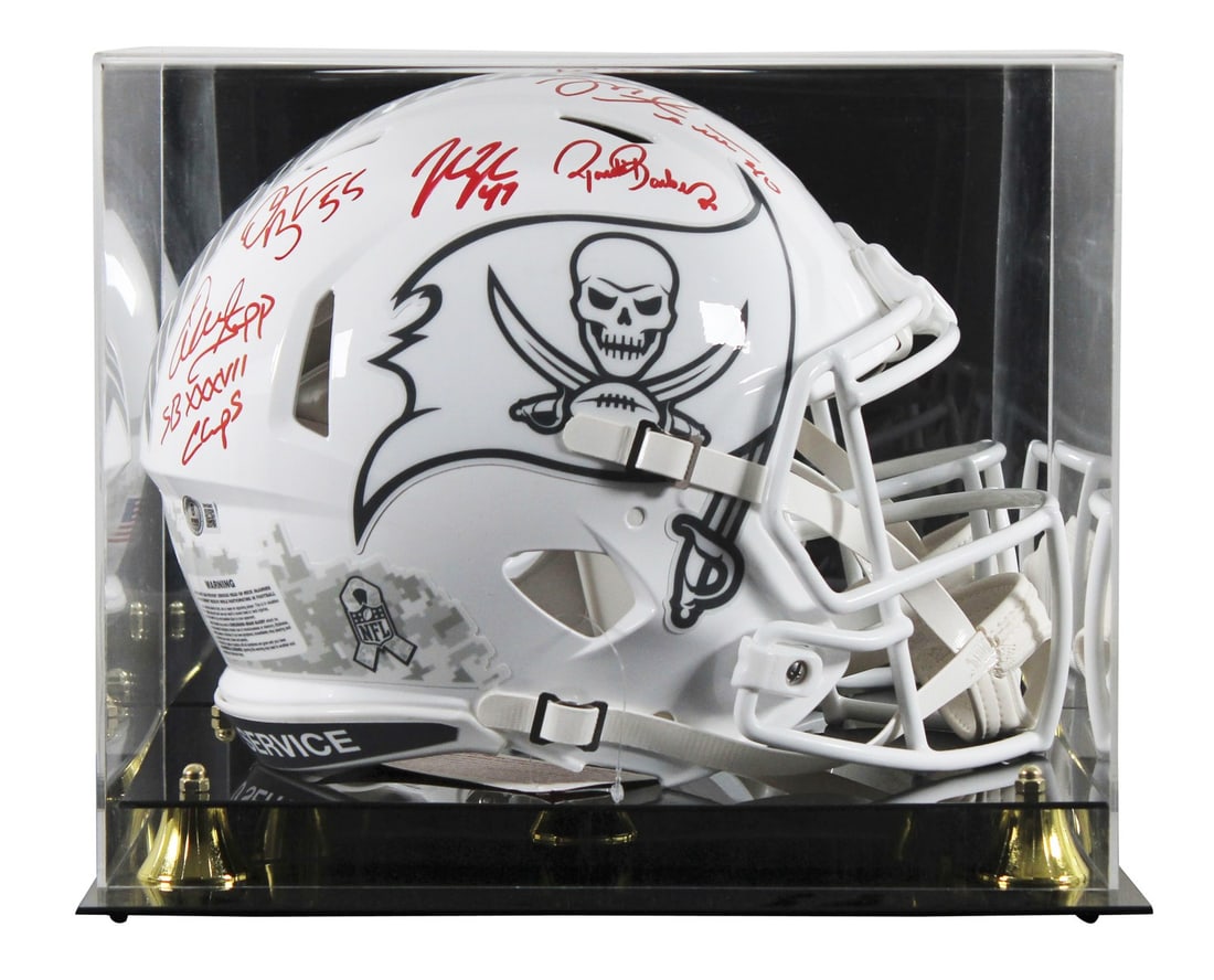 Tampa Bay Buccaneers Signed Helmet with 5 Autographs Beckett Authenticated: Tampa Bay Buccaneers Signed Helmet with 5 Autographs Beckett Authenticated This autographed Tampa Bay Buccaneers Full Size Speed Proline Helmet showcases the signatures of five legendary players: John
